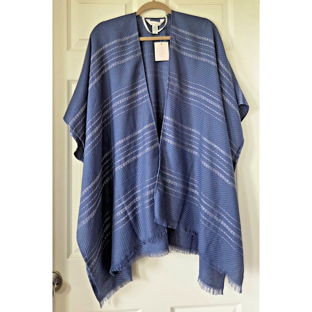 L C LAUREN CONRAD Women's Chambray Blue & Silver Duster Kimono One Size NWT